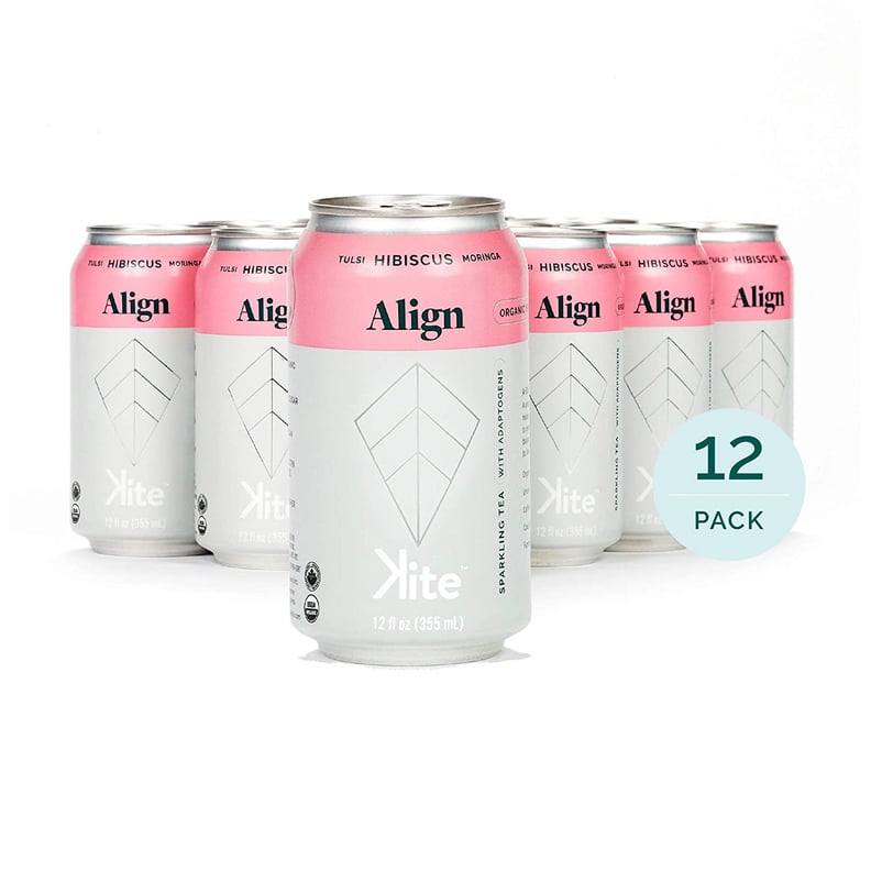 Kite; Organic Sparkling Adaptogenic Tea, ALIGN Tulsi Hibiscus, 12 Pack