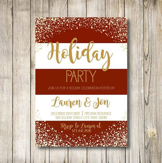 Red-and-White Striped Holiday Party Invitation