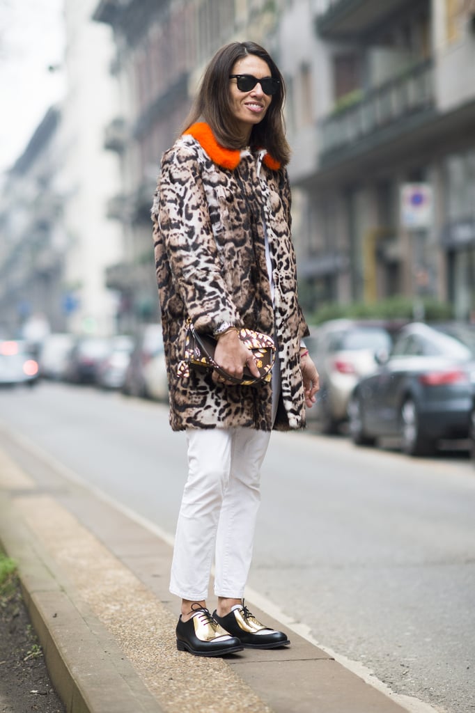 Livened up with leopard print — and some metallic kicks. 
Source: Le 21ème | Adam Katz Sinding