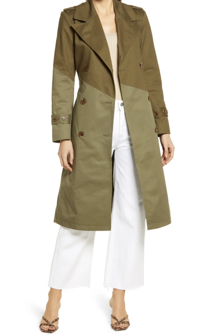 Nordstrom Pieced Colorblock Trench Coat