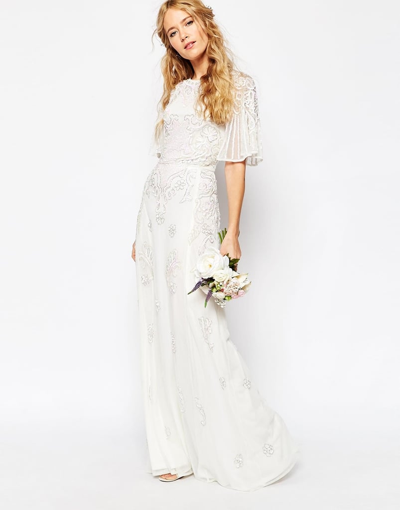 Asos Bridal Iridescent Flutter Sleeve Maxi Dress ($254) | ASOS Bridal ...