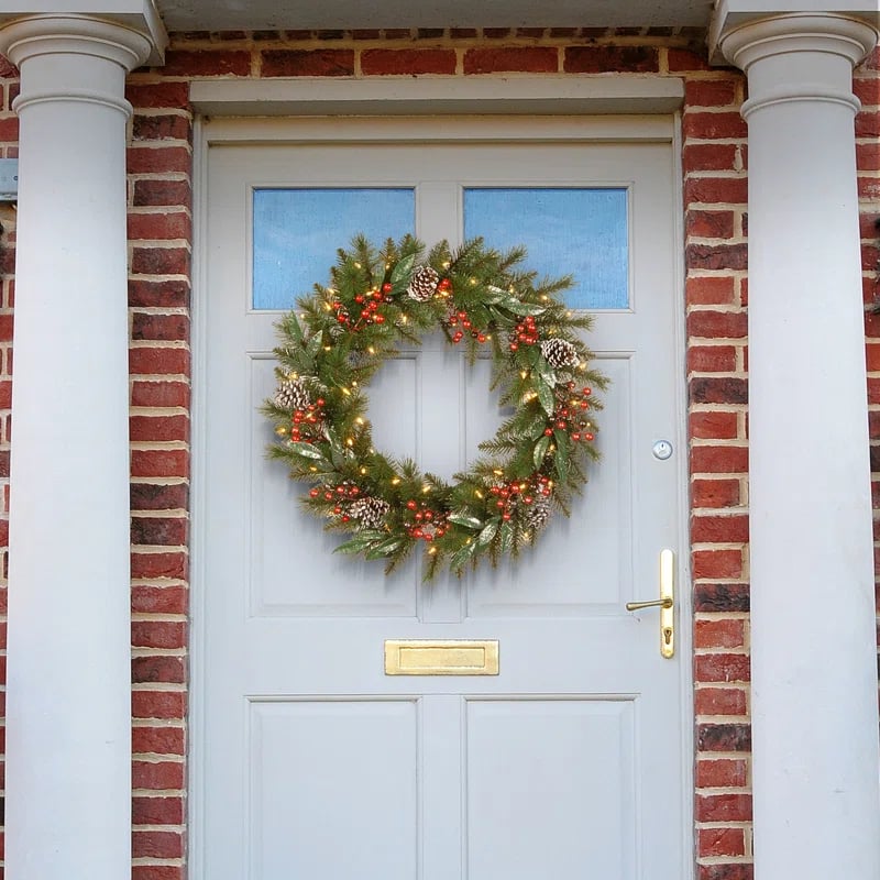 Outdoor: The Holiday Aisle Kellogg Faux Lighted Wreath