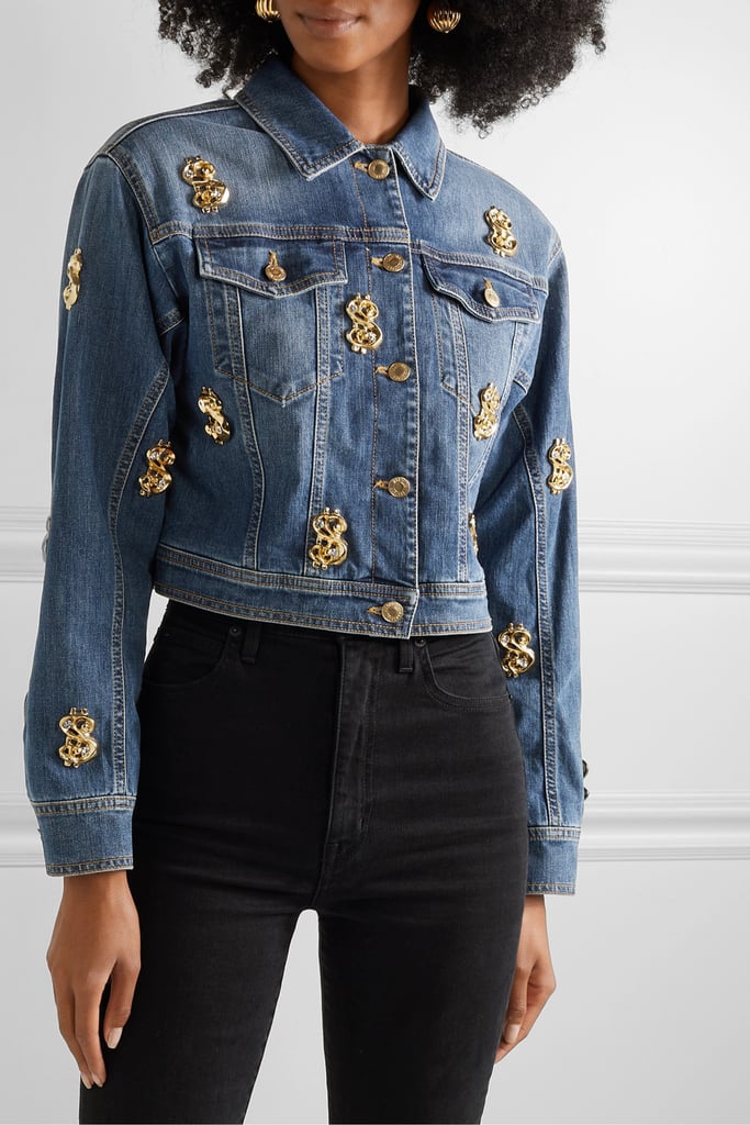 Moschino Cropped Embellished Denim Jacket