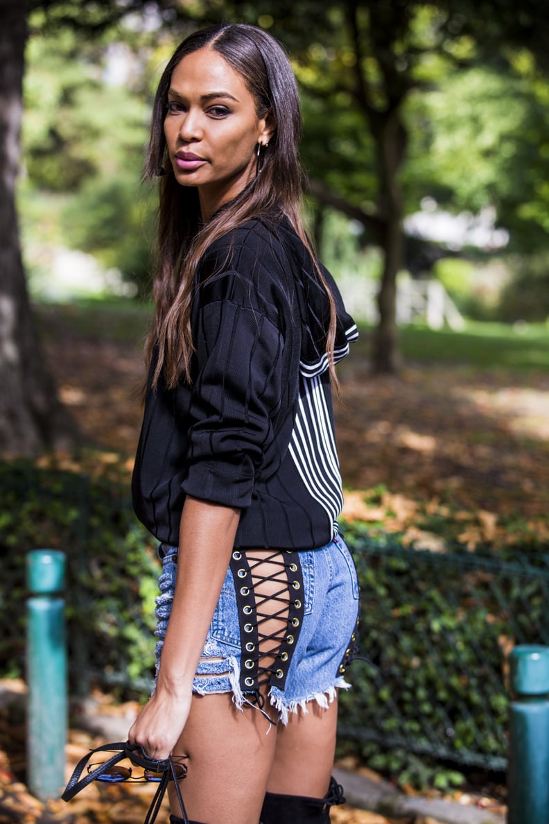 Joan Smalls Was Seen Wearing a Pair of Lace-Up Shorts
