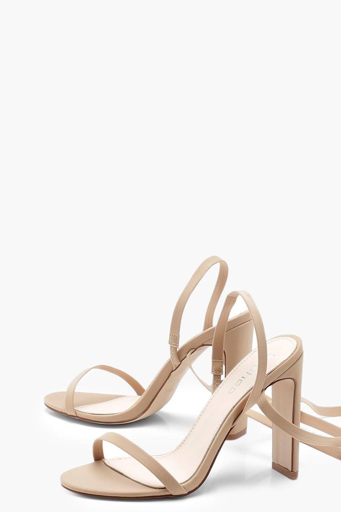 Boohoo Skinny Block Heel Wrap Strap Sandals