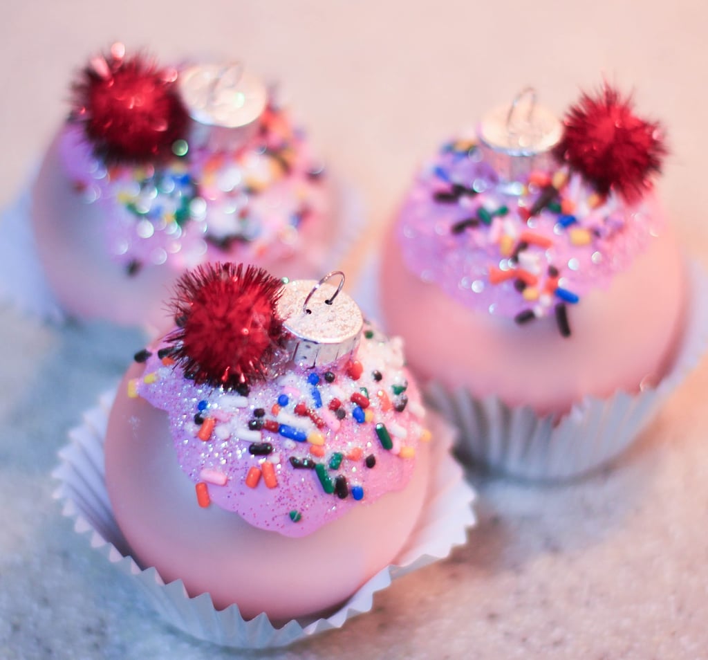 Glittery Cupcake Ornaments