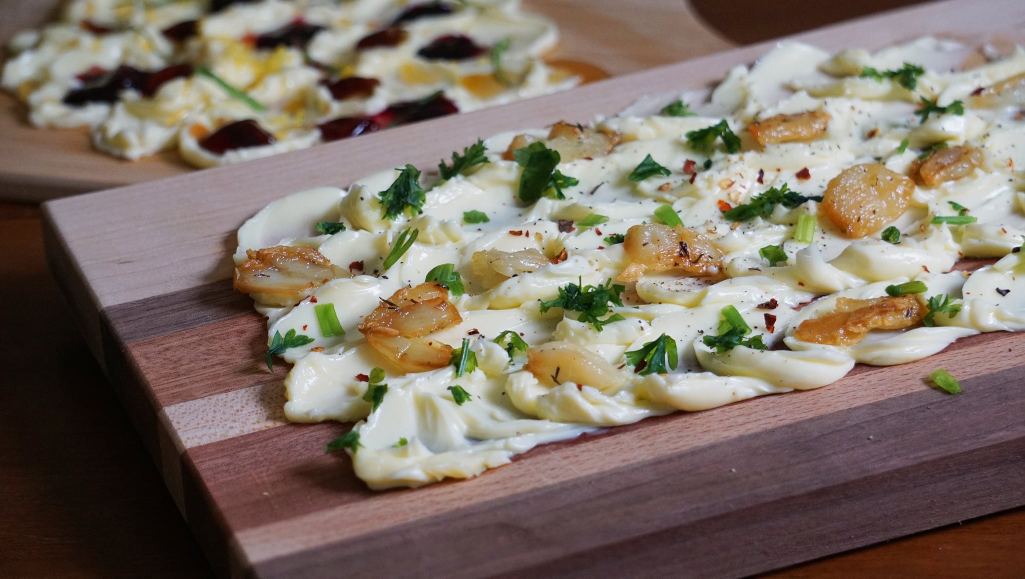 Tiktok inspired butter board with garlic