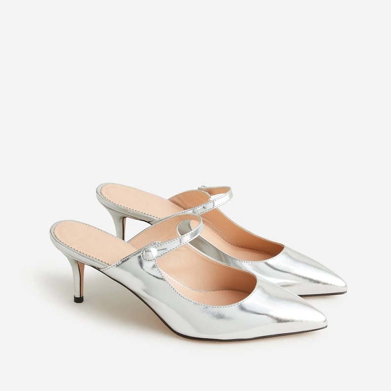 J.Crew Colette Mule Heels in Italian Specchio Leather