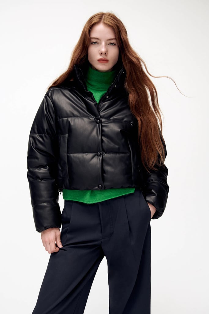 A Leather Puffer: Zara Faux Leather Puffer Jacket