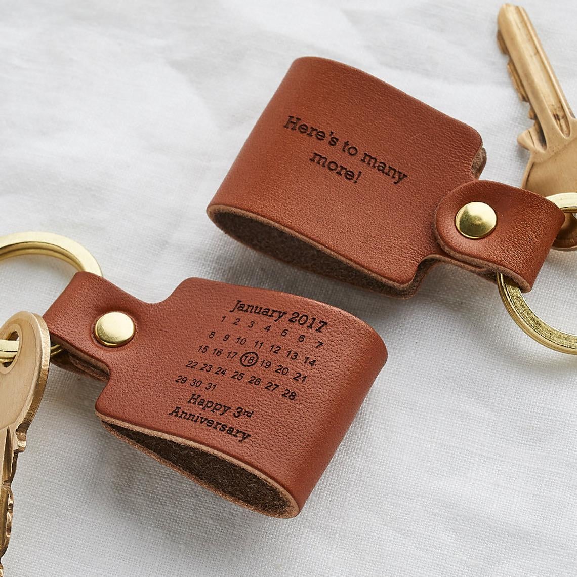 Personalised Leather Keyring Keychain Engraved Wedding Birthday Gifts