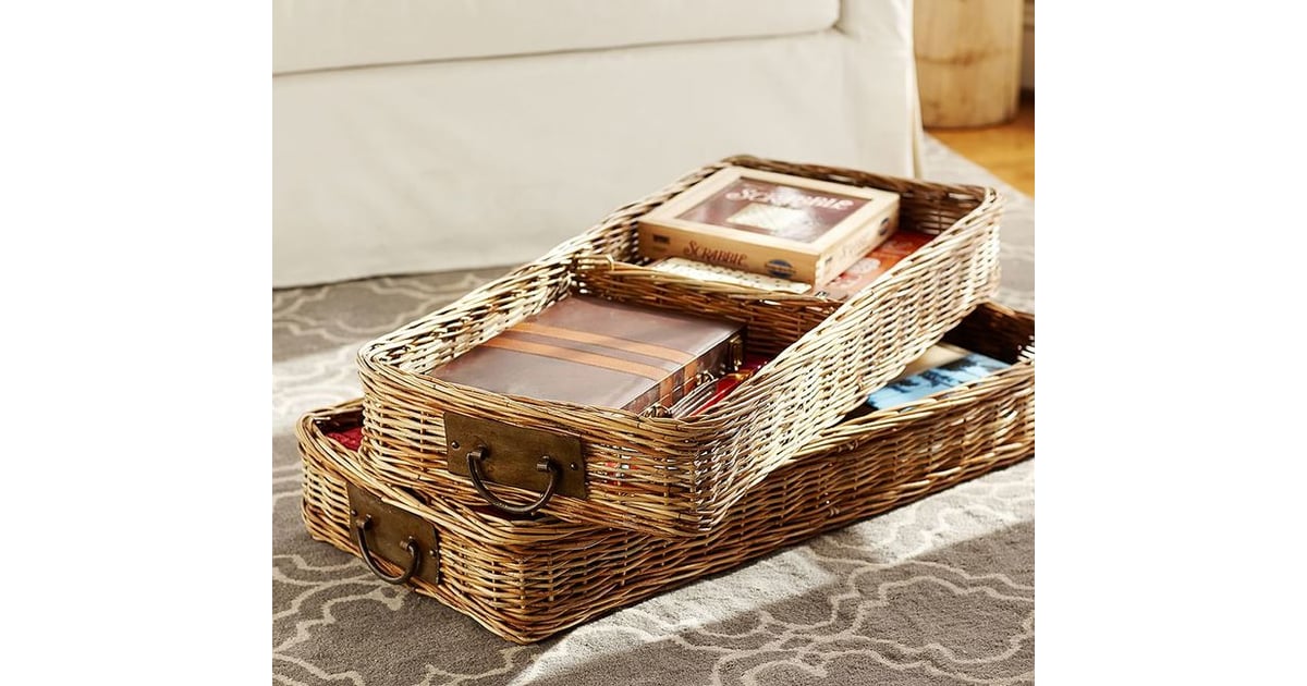 Pottery Barn Caden Square Ottoman Divided Basket (119) ClutterFree