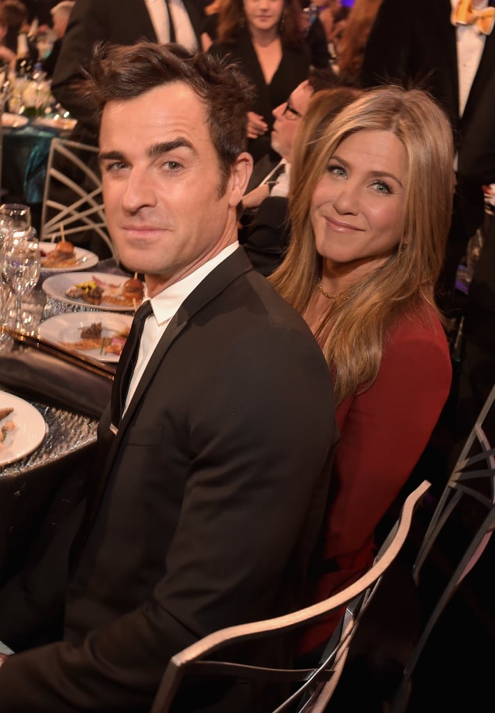 Jennifer Aniston and Justin Theroux kept close during the show.