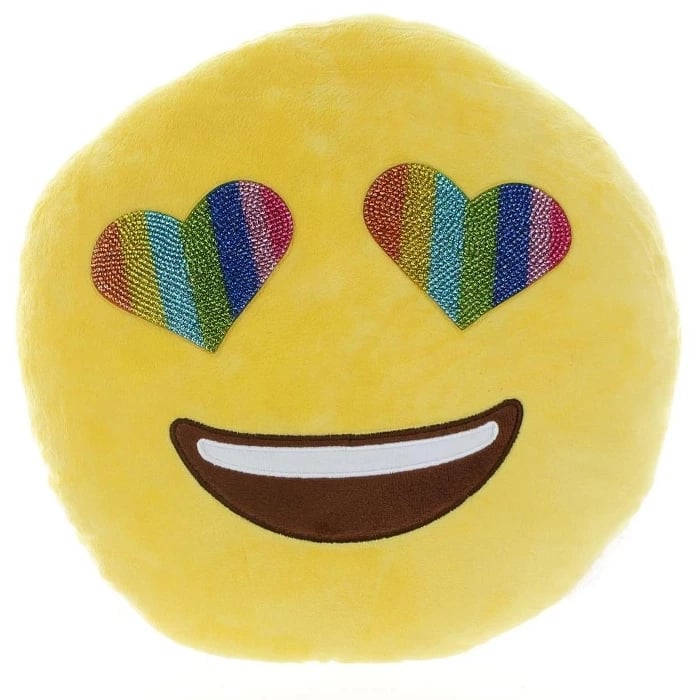 Top Trenz Inc Emojicon Round Blingy Rainbow Eyes Pillow