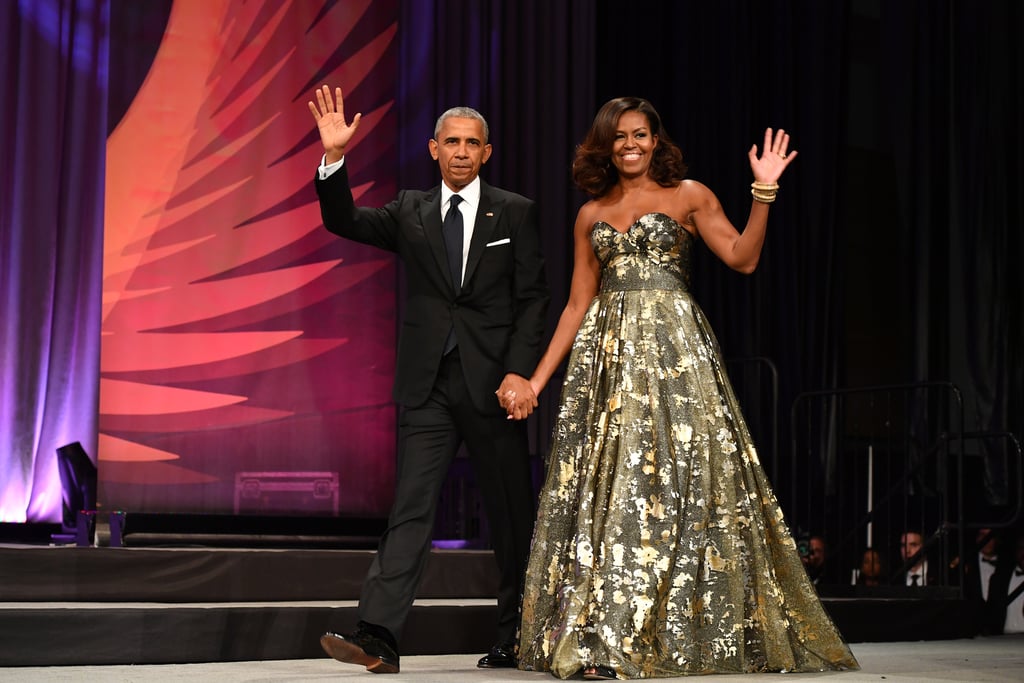 Michelle Obama Gold Dress At Phoenix Awards Dinner 2016 Popsugar Fashion Photo 7