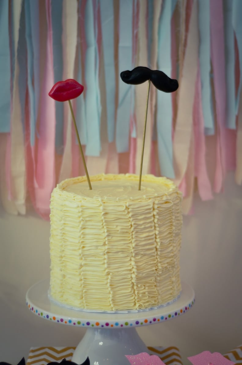 Lips- and Mustache-Topped Cake