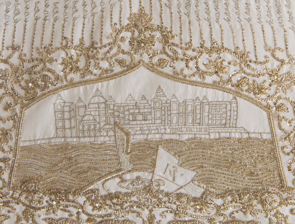 Bride Embroidered Love Story on Wedding Dress