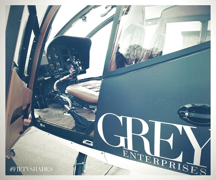 Here's a glimpse at Christian Grey's helicopter.