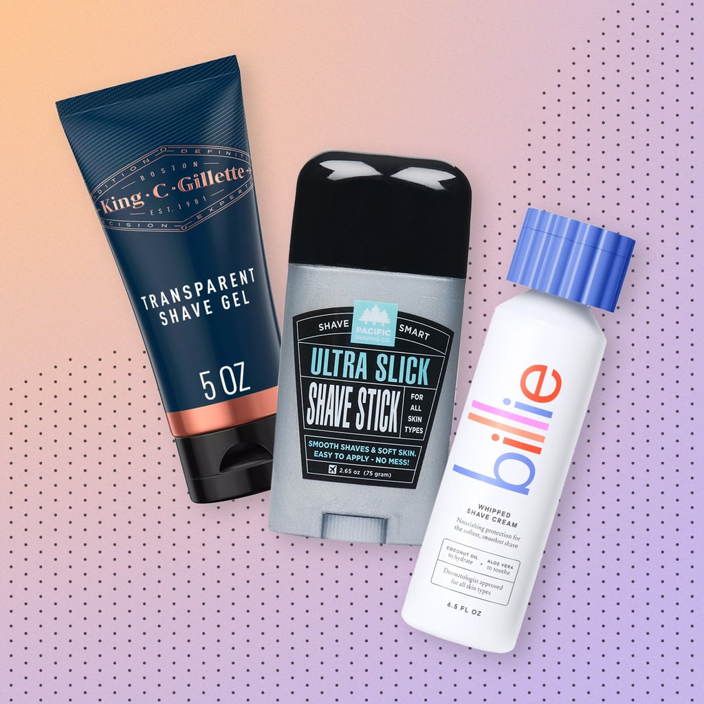 Apply Your Shaving Barrier
The type of shaving formula you choose — oil, cream, mousse — is based on personal preference, but the important thing is you have one. "You don't want to shave dry or wet without a barrier because it'll irritate the skin, so having one makes for a more comfortable shave," says Sofronas. Her product of choice is the Pacific Shaving Company Ultra Slick Shave Stick ($20), which is a solid, transparent formula that lathers when introduced with water. "It's a shave stick in what looks like a deodorant container, so it's super easy to use. You just swipe it across your skin to create that barrier, but then unlike shaving cream you can also see any areas that you missed." 
If you want something easier to spread across skin, the King C Gillette Transparent Shave Gel ($7) or Billie Shaving Cream ($8) are good options. For beginners, or if you want more of a guide to areas so you don't accidentally glide across the skin more times than you need to, an opaque formula like a cream or mousse might be best. Just make sure whatever you use is fragrance-free and doesn't contain any harsh chemicals that could cause an adverse reaction.