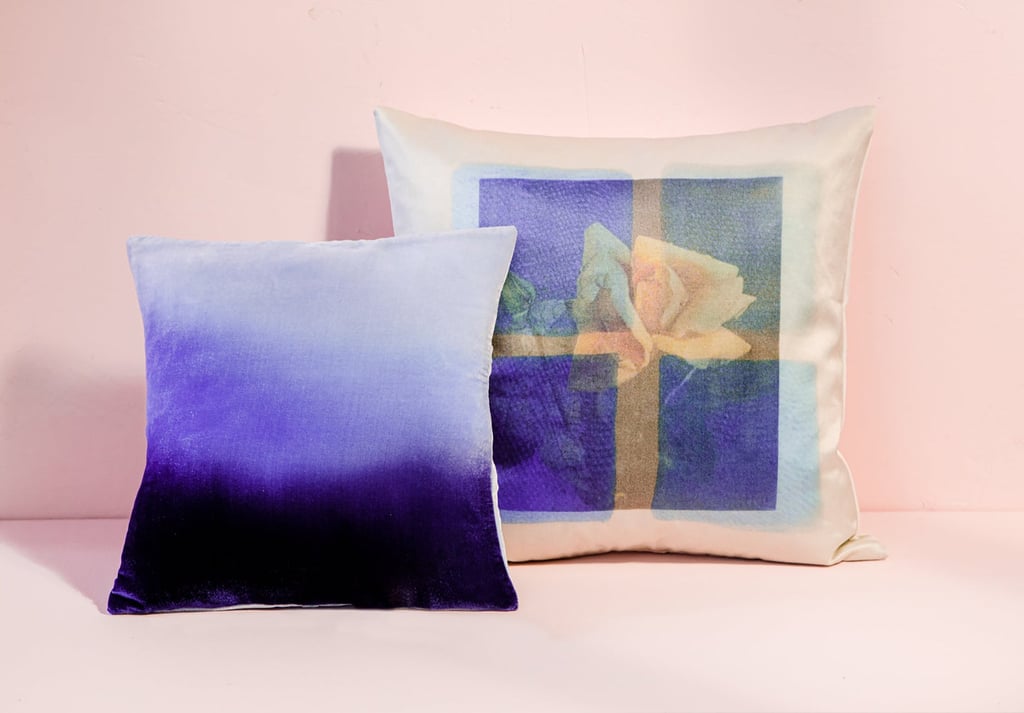 Prabal Gurung Creator Collab Limited Edition Rose Pillow and Ombre Delphinium Blue Velvet Pillow