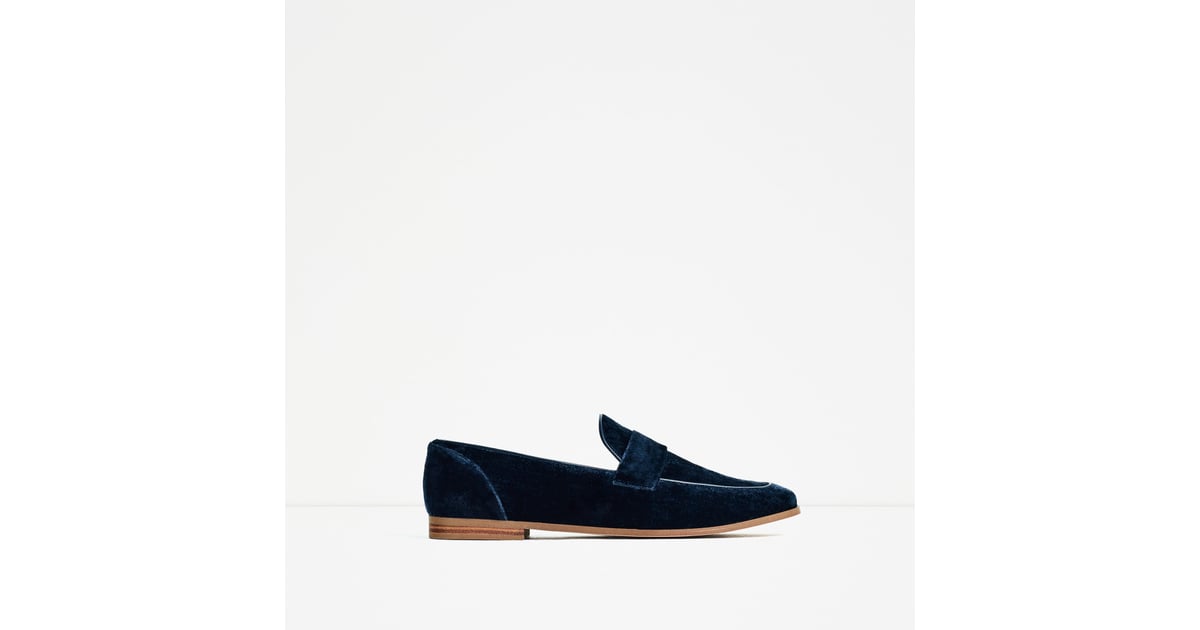 green velvet loafers zara
