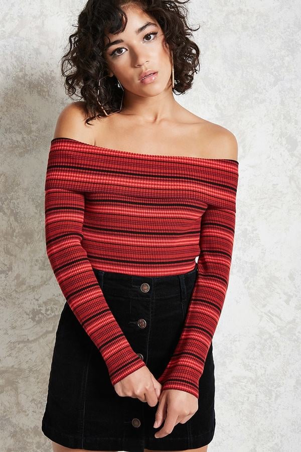 Forever 21 Striped Off-the-Shoulder Sweater