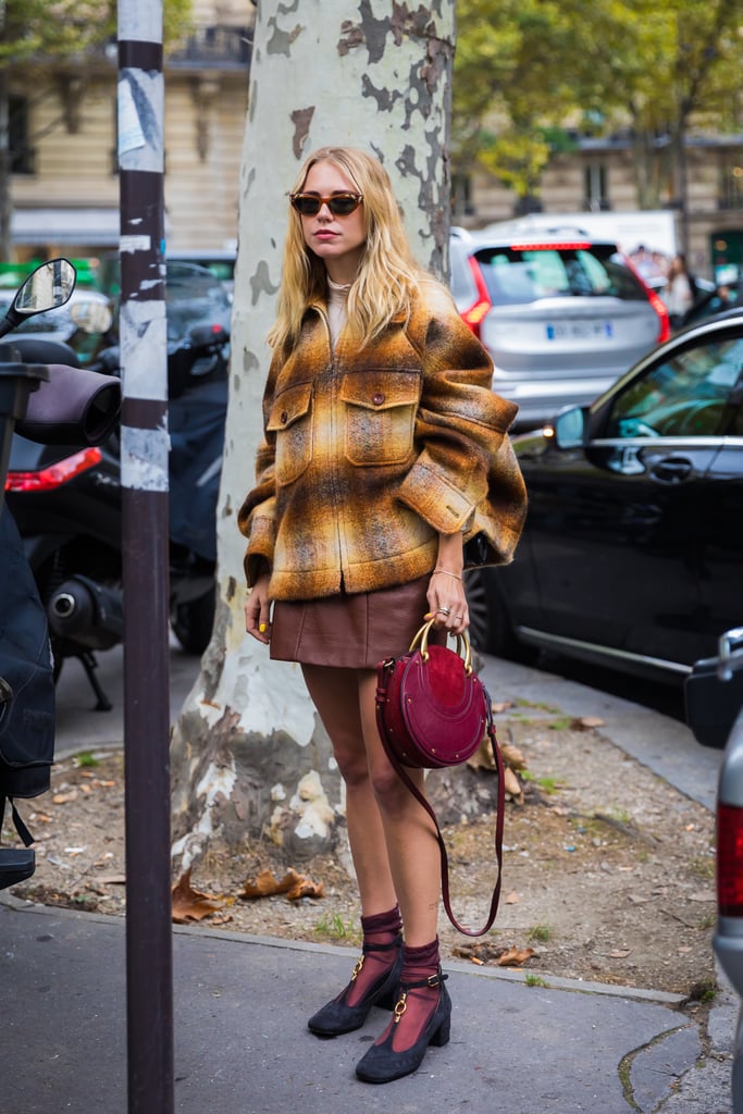 Bring ladylike appeal to a chunky flannel when you wear your socks with Mary Janes.