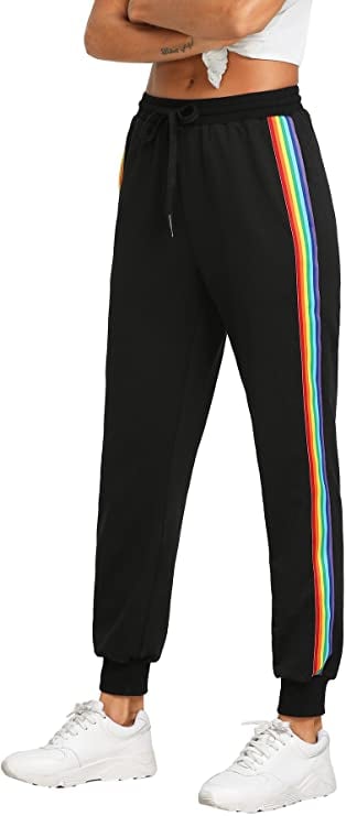 SweatyRocks Drawstring Waist Striped Side Joggers