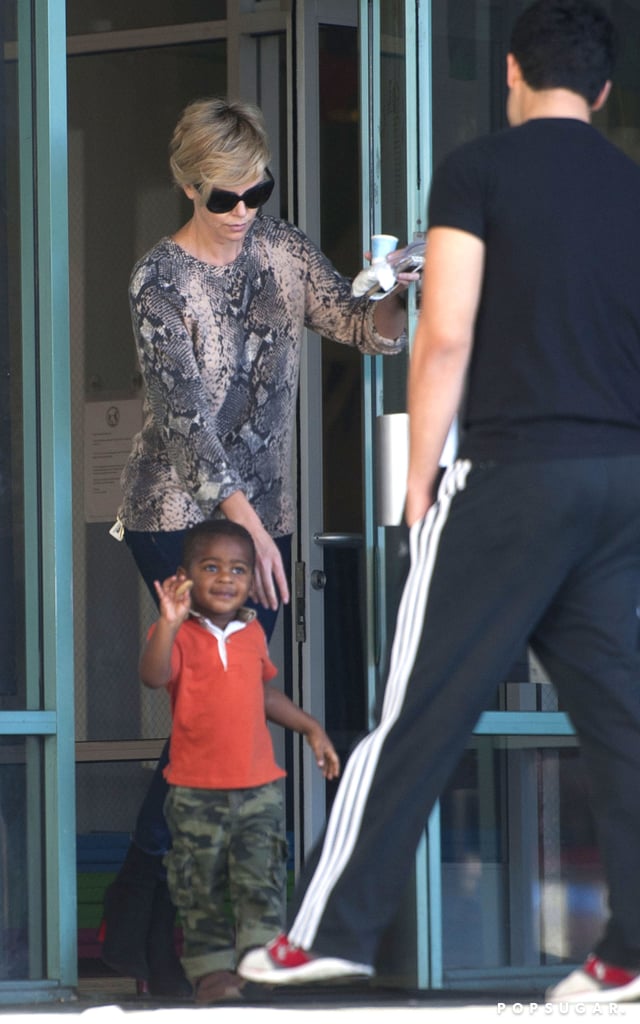 Charlize Theron hit the gym with her little man, Jackson Theron, in LA.