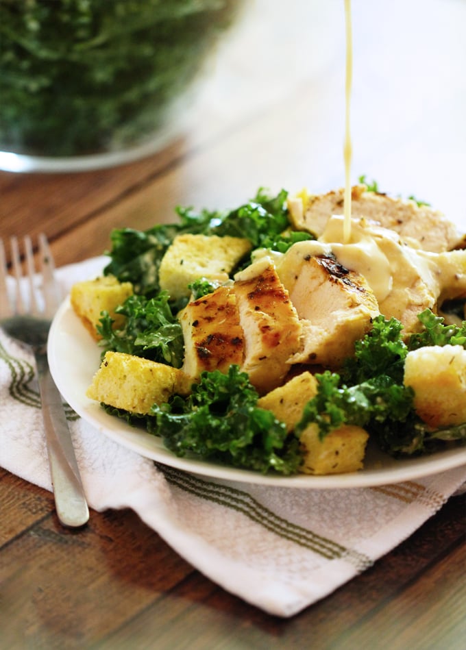 Grilled Chicken Kale Caesar Salad