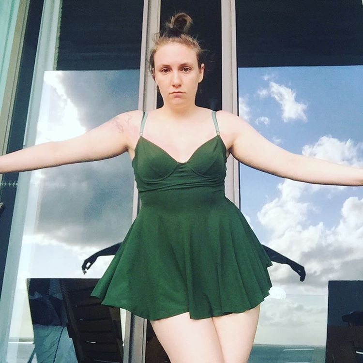 Lena Dunham in a Norma Kamali Swimsuit