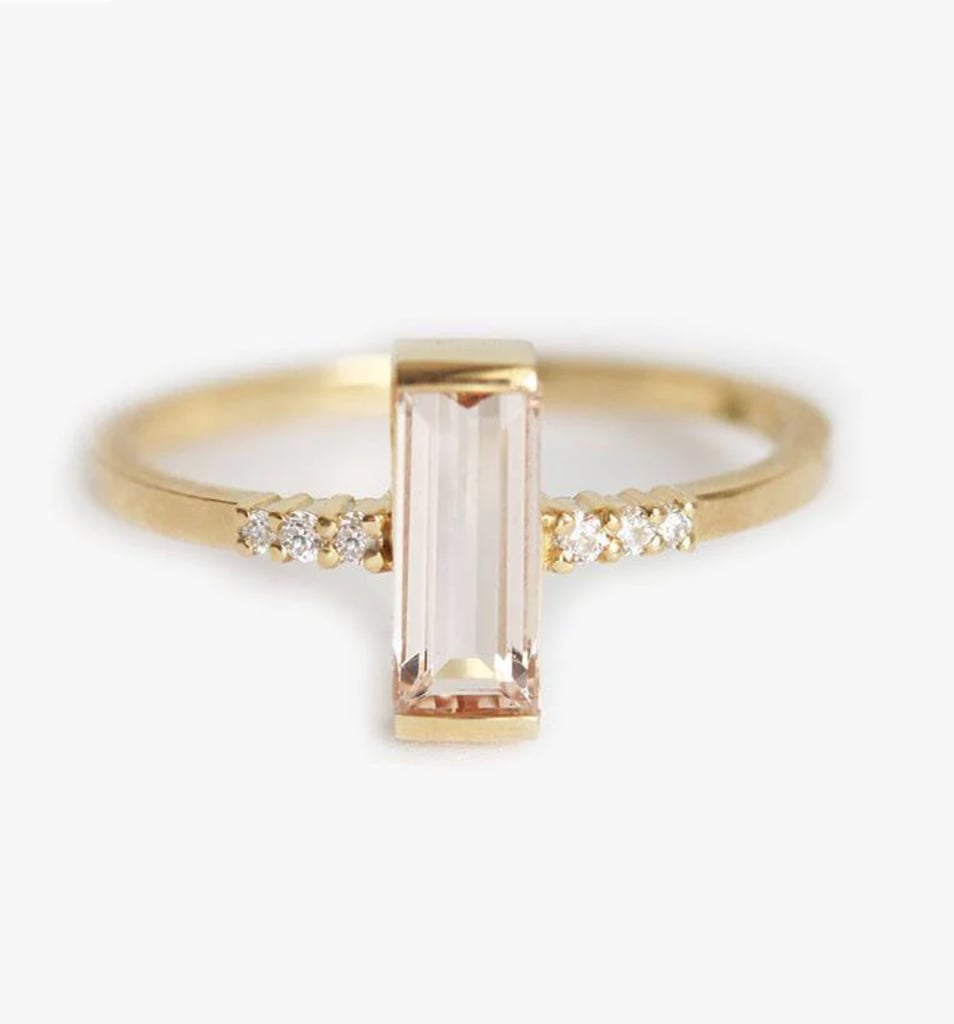 Unique Gold Loretta Baguette Morganite Engagement Ring