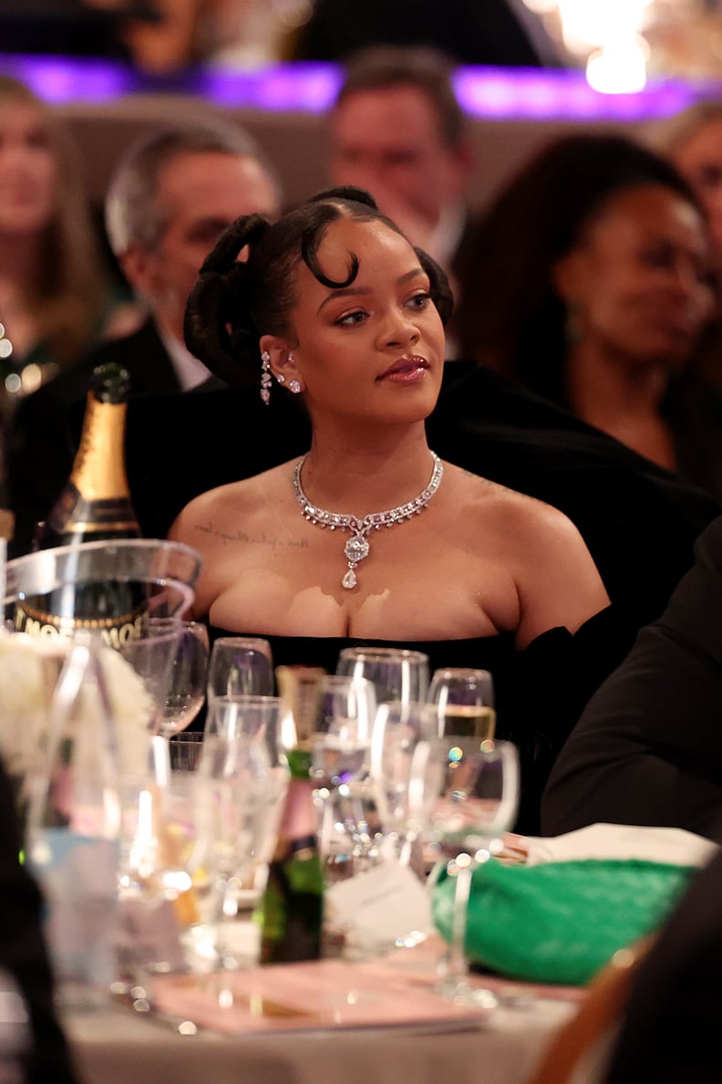 Rihanna's Updo Hairstyle at the 2023 Golden Globes | PS Beauty
