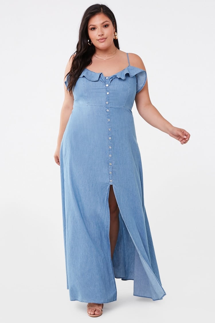 plus size chambray maxi dress