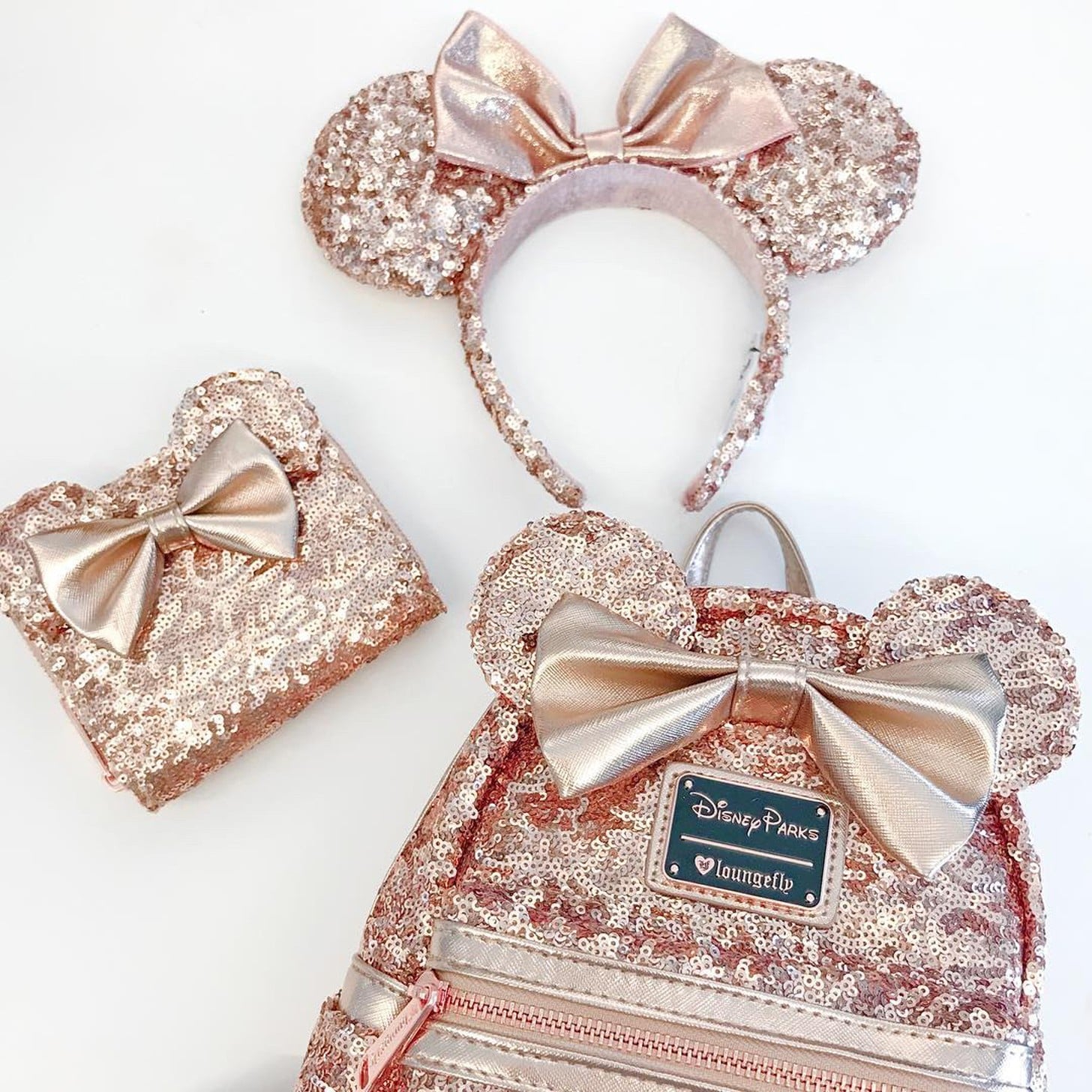 Rose gold top minnie ears backpack