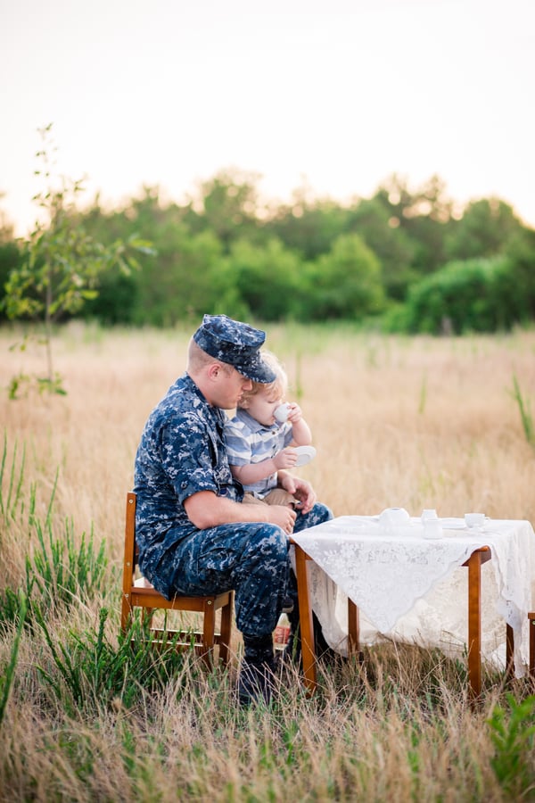Military Dad's Tea Party With His Son