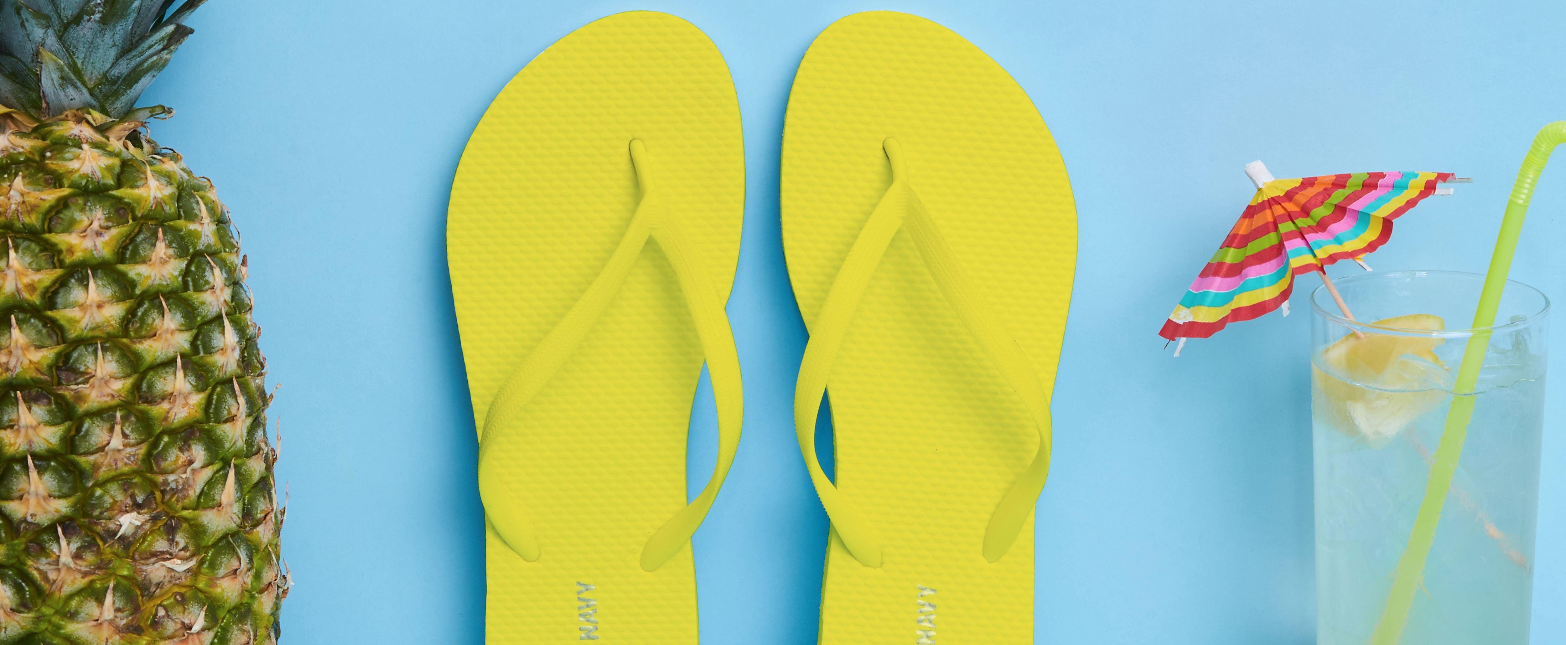 Pineapple flip flops old navy top