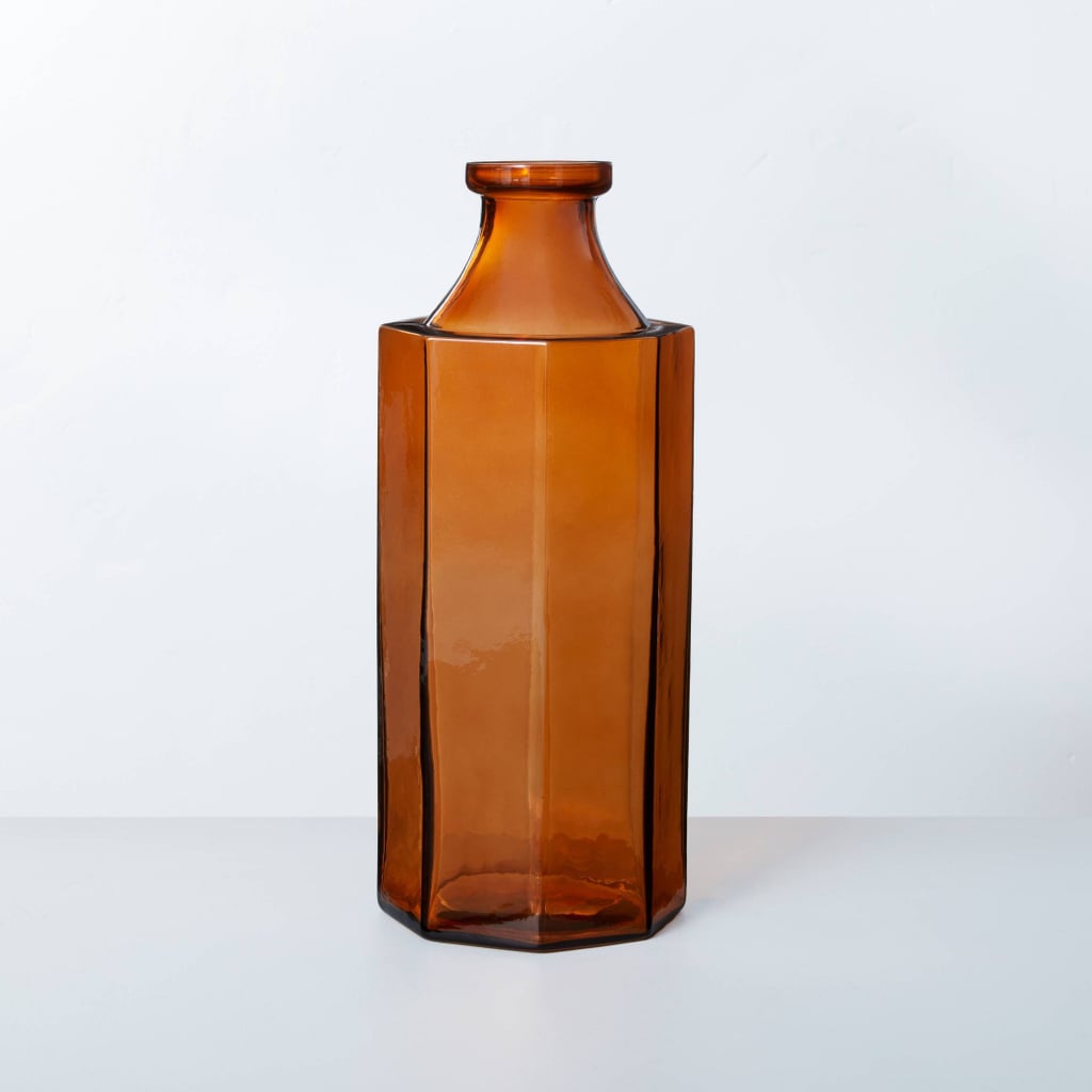 A Fall Vase: Hearth & Hand With Magnolia Octagonal Amber Glass Bottle Vase