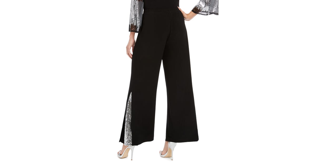 MSK Sequin-Inset Wide-Leg Pants 