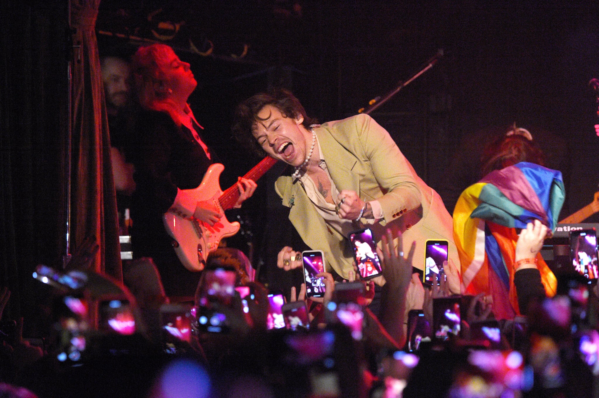 NEW YORK, NEW YORK - FEBRUARY 29:  Harry Styles performs live on stage at iHeartRadio Secret Session with Harry Styles at the Bowery Ballroom on February 29, 2020. (Photo by Kevin Mazur/Getty Images for iHeartRadio)