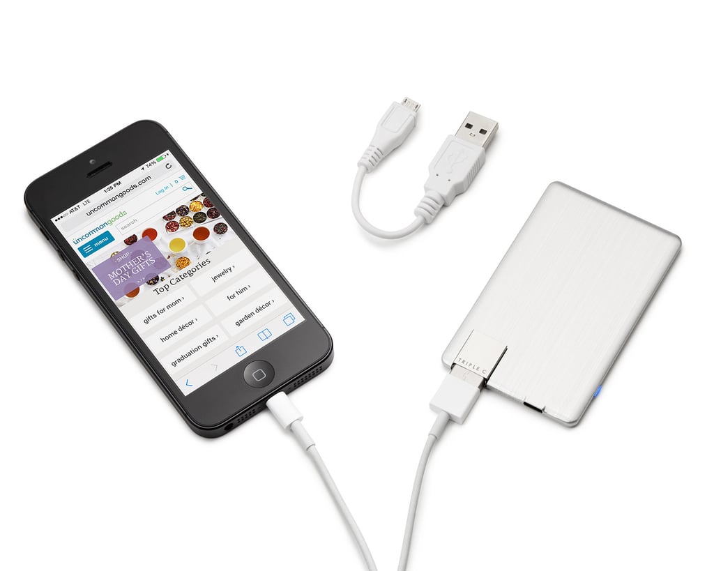 This rechargeable power card ($35) is so small, Dad can easily keep it in his wallet. The best part is the folding USB that works with cell phones, MP3 players, digital cameras, and more.