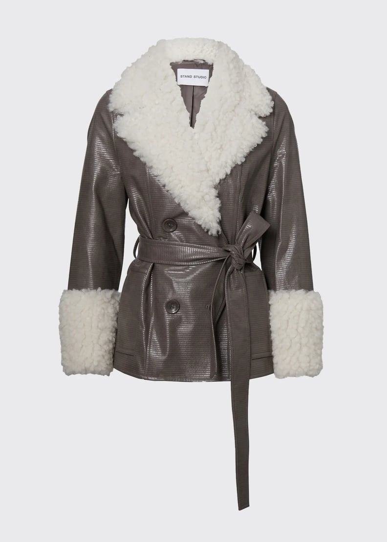 Stand Studio Harmony Faux-Leather Jacket with Faux-Fur Trim