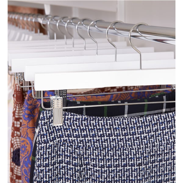 White Wooden Trouser Clamp and Skirt Hanger