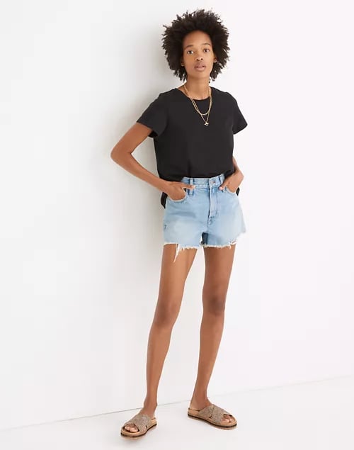 High-Rise Denim Shorts in Lunar Wash