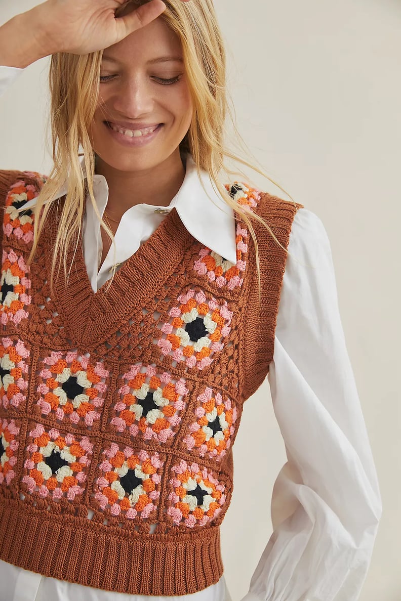 Anthropologie Stella Pardo Crochet Wool Sweater Vest