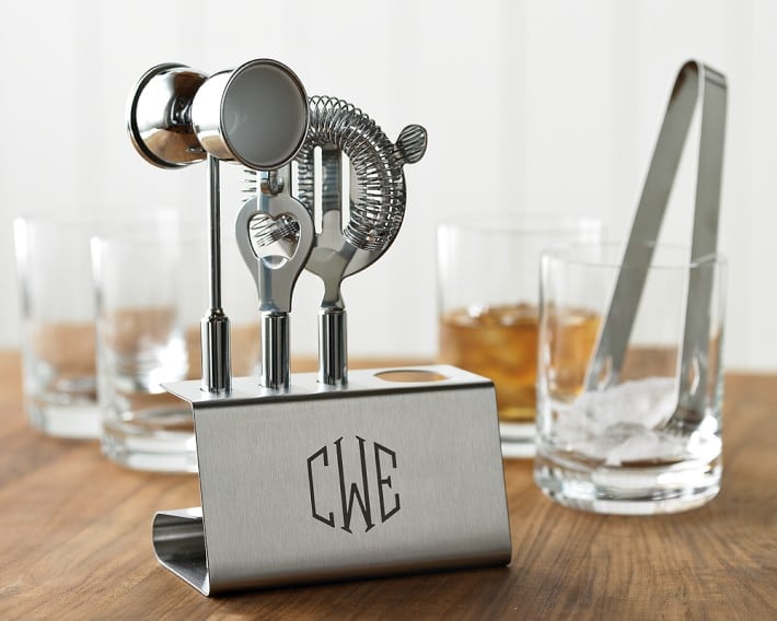 Monogrammed Stainless Steel Bar Tools Set ($35)