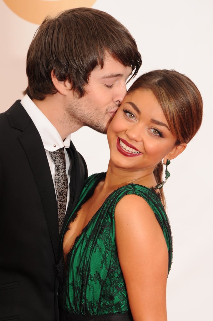 Sarah Hyland received a sweet kiss on the cheek from boyfriend Matt Prokop at the Emmy Awards.