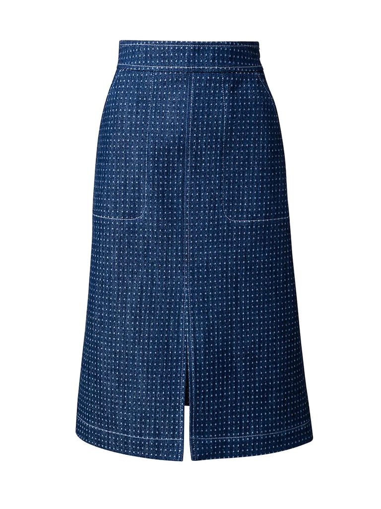 Akris Punto Dotted Denim Midi-Skirt