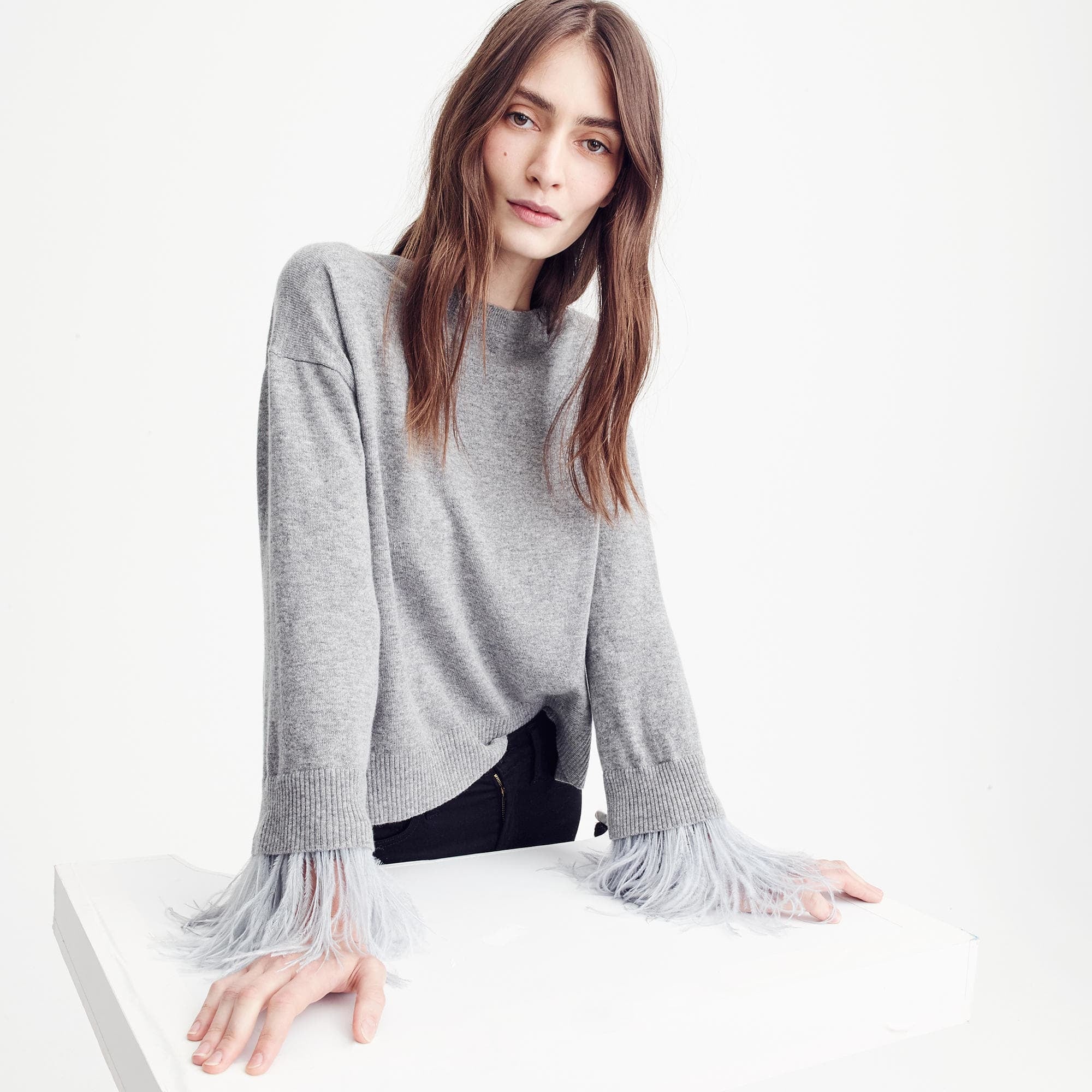 Sweater with feather sleeves clearance