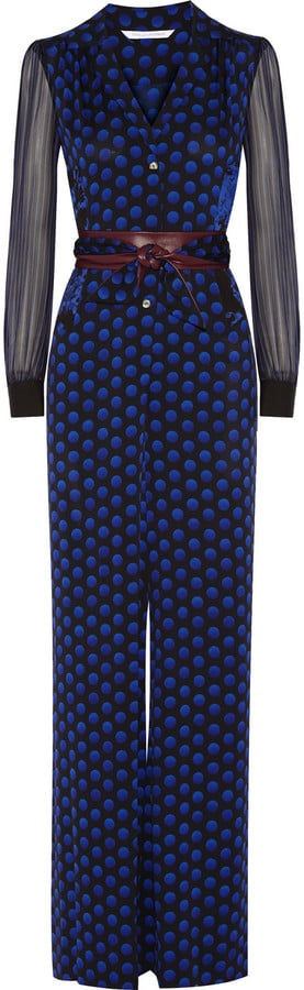 Diane von Furstenberg Cathy Printed Stretch-Silk Jumpsuit ($420, originally $700)