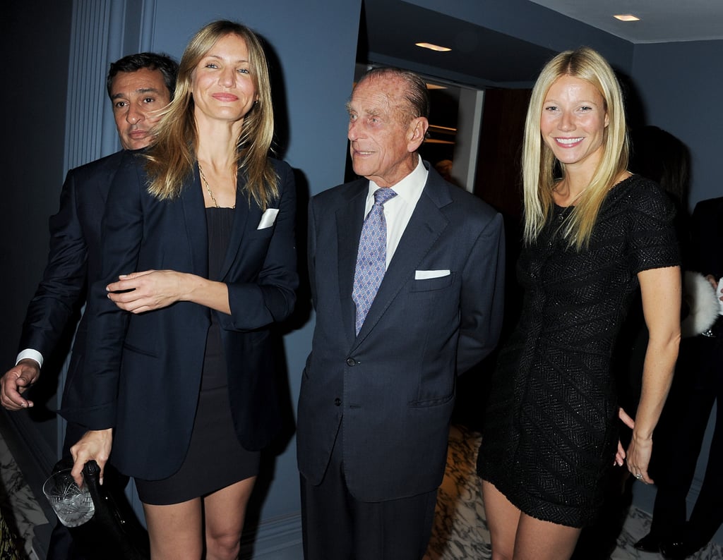 Prince Philip and Hollywood royals Cameron Diaz and Gwyneth Paltrow attended a drink reception for an art club in October 2011.